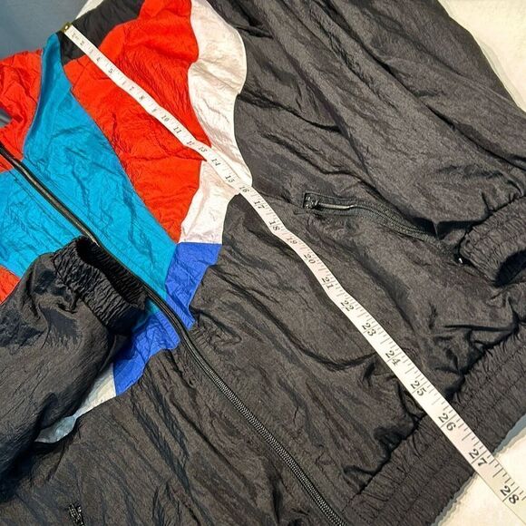 Vtg Sprint Windbreaker Jacket Sz M Black Red White Blue 80s 90s Track Colorblock - Picture 10 of 10